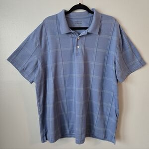 Van Heusen Men's Blue Plaid Short Sleeve Polo Shirt Size XXL